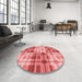 Round Patterned Light Coral Pink Rug in a Office, pat579rd