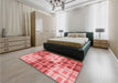 Patterned Light Coral Pink Rug in a Bedroom, pat579rd