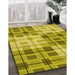 Patterned Yellow Rug in Family Room, pat579yw