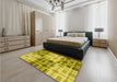 Patterned Yellow Rug in a Bedroom, pat579yw