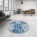 Round Patterned Jeans Blue Novelty Rug in a Office, pat579