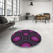 Round Machine Washable Transitional Purple Rug in a Office, wshpat57