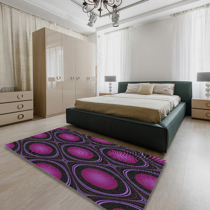 Machine Washable Transitional Purple Rug in a Bedroom, wshpat57