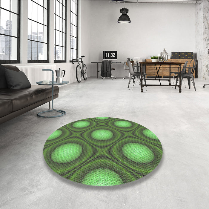 Patterned Army Green Rug in a Kitchen, pat58grn