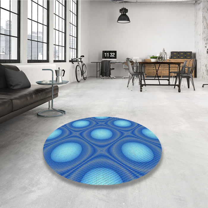 Patterned Ocean Blue Rug in a Kitchen, pat58lblu