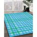 Machine Washable Transitional Bright Turquoise Blue Rug in a Family Room, wshpat580lblu