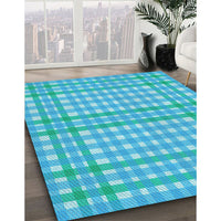 Patterned Bright Turquoise Blue Rug, pat580lblu