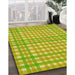 Patterned Green Rug in Family Room, pat580yw