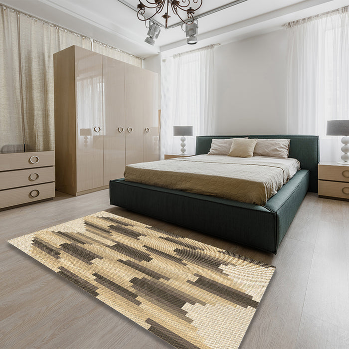 Patterned Brown Rug in a Bedroom, pat581brn