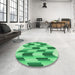 Round Patterned Jade Green Rug in a Office, pat581grn