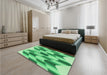 Patterned Jade Green Rug in a Bedroom, pat581grn