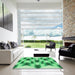 Square Patterned Jade Green Rug in a Living Room, pat581grn