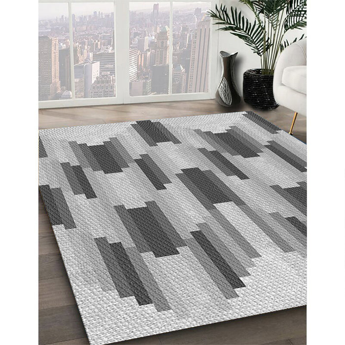 Machine Washable Transitional Smokey Gray Rug in a Family Room, wshpat581gry