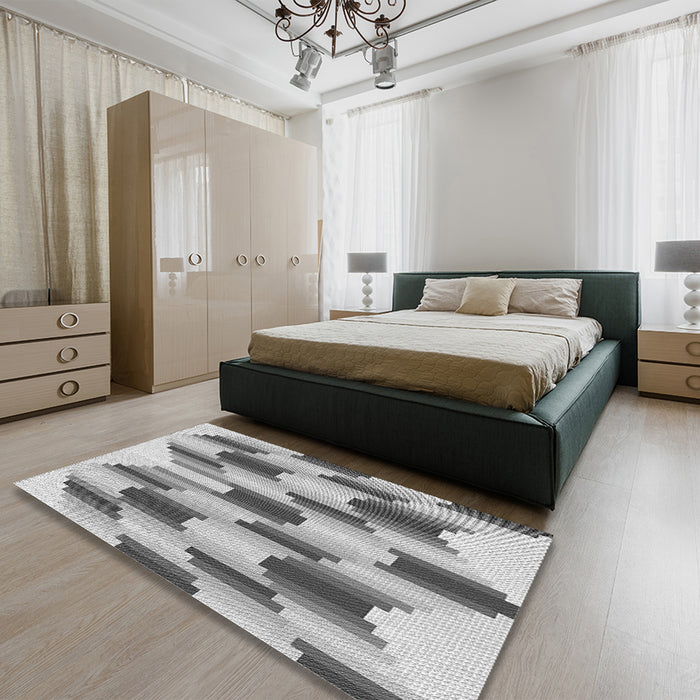 Patterned Smokey Gray Rug in a Bedroom, pat581gry
