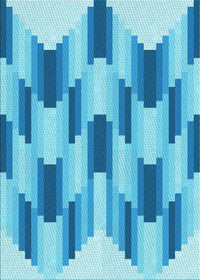 Machine Washable Transitional Neon Blue Rug, wshpat581lblu