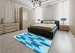 Patterned Neon Blue Rug in a Bedroom, pat581lblu