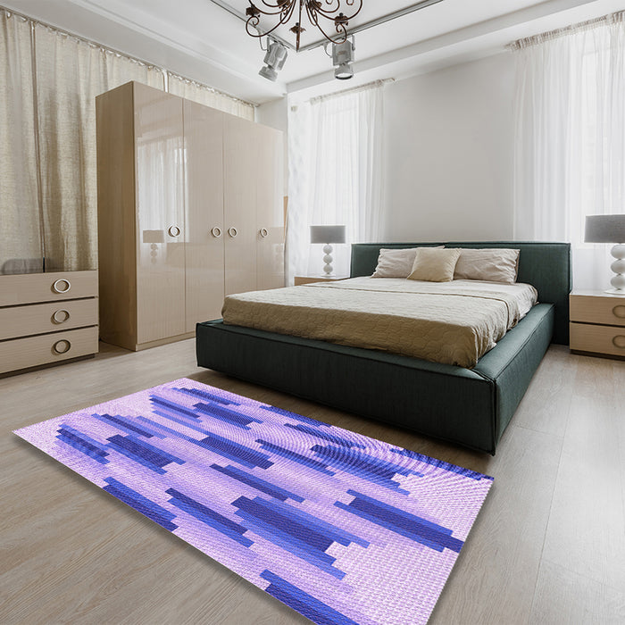 Patterned Mauve Purple Rug in a Bedroom, pat581pur