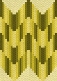 Machine Washable Transitional Dark Yellow Green Rug, wshpat581yw