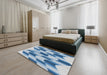 Machine Washable Transitional Coral Blue Rug in a Bedroom, wshpat581