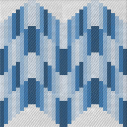 Square Patterned Coral Blue Novelty Rug, pat581