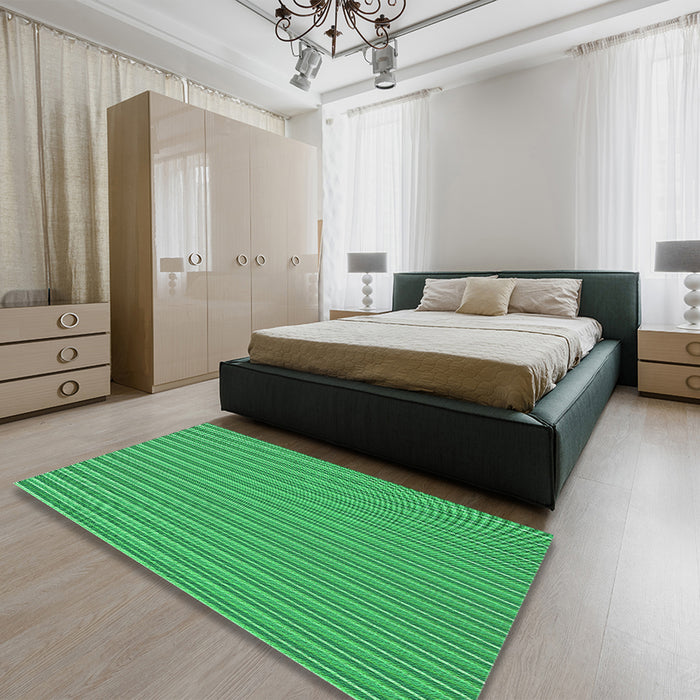 Patterned Neon Green Rug in a Bedroom, pat582grn