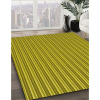 Patterned Dark Yellow Green Rug, pat582yw