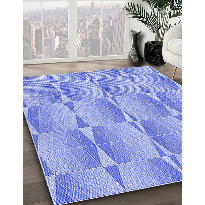 Machine Washable Transitional Light Slate Blue Rug in a Family Room, wshpat583blu