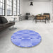 Round Patterned Light Slate Blue Rug in a Office, pat583blu
