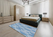Machine Washable Transitional Steel Blue Rug in a Bedroom, wshpat583