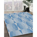 Patterned Steel Blue Novelty Rug in Family Room, pat583