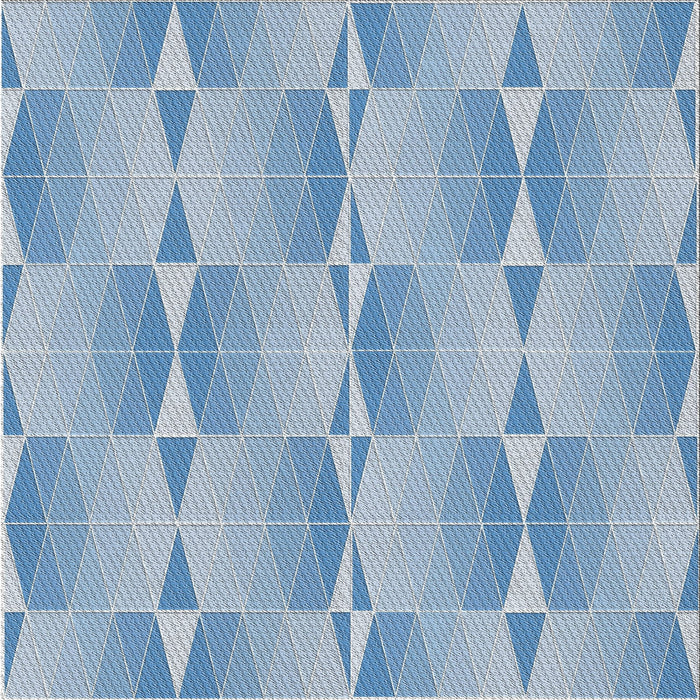 Square Patterned Steel Blue Novelty Rug, pat583