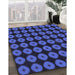 Patterned Blue Rug in Family Room, pat584blu