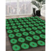 Machine Washable Transitional Dark Forest Green Rug in a Family Room, wshpat584grn