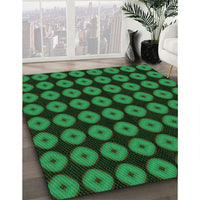 Patterned Dark Forest Green Rug, pat584grn