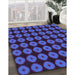 Patterned Blue Rug in Family Room, pat584pur