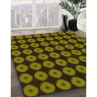 Patterned Dark Yellow Green Rug, pat584yw