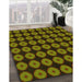 Patterned Dark Yellow Green Rug in Family Room, pat584yw