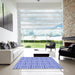 Machine Washable Transitional Royal Blue Rug in a Kitchen, wshpat585blu