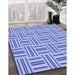 Machine Washable Transitional Royal Blue Rug in a Family Room, wshpat585blu