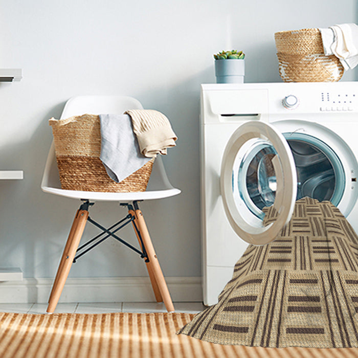 Machine Washable Transitional Brown Rug in a Washing Machine, wshpat585brn