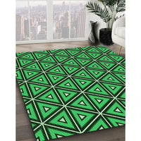 Patterned Deep Emerald Green Rug, pat586grn