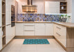 Machine Washable Transitional Diamond Blue Rug in a Kitchen, wshpat586