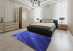 Patterned Blue Rug in a Bedroom, pat587blu