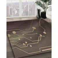 Patterned Burgundy Brown Rug, pat587brn