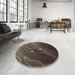 Round Patterned Burgundy Brown Rug in a Office, pat587brn