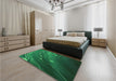 Patterned Deep Emerald Green Rug in a Bedroom, pat587grn