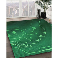 Patterned Deep Emerald Green Rug, pat587grn