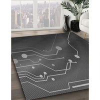 Patterned Black Rug, pat587gry