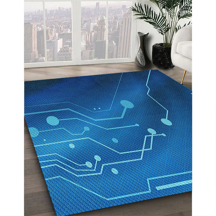 Machine Washable Transitional Blueberry Blue Rug in a Family Room, wshpat587lblu