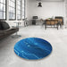 Round Patterned Blueberry Blue Rug in a Office, pat587lblu